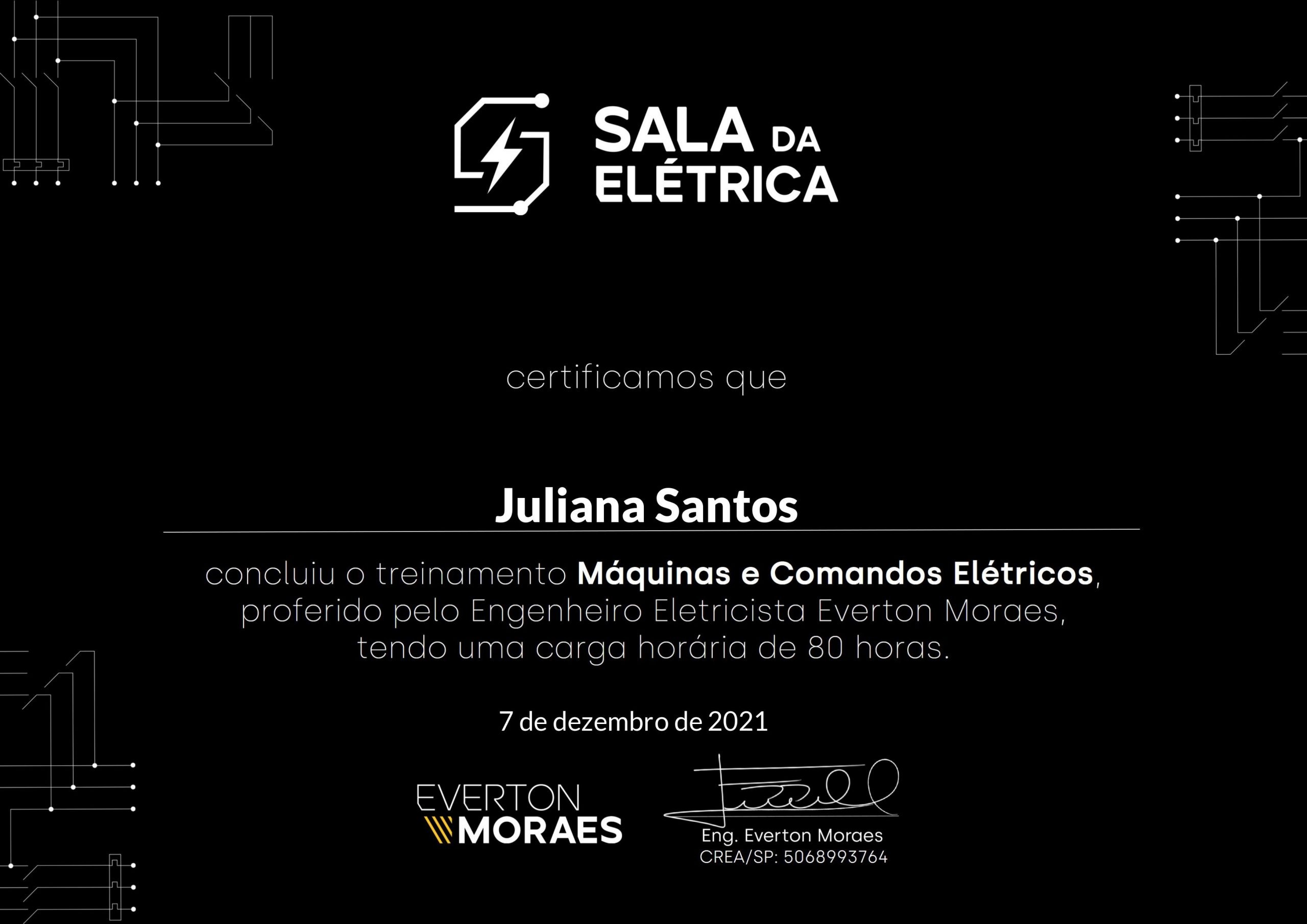 Certificado de Conclusão do Curso de Comandos Elétricos - Frente